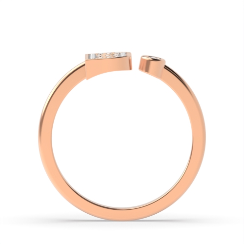 Bezel Setting Round Rose Gold Alphabet letter b Engagement Rings
