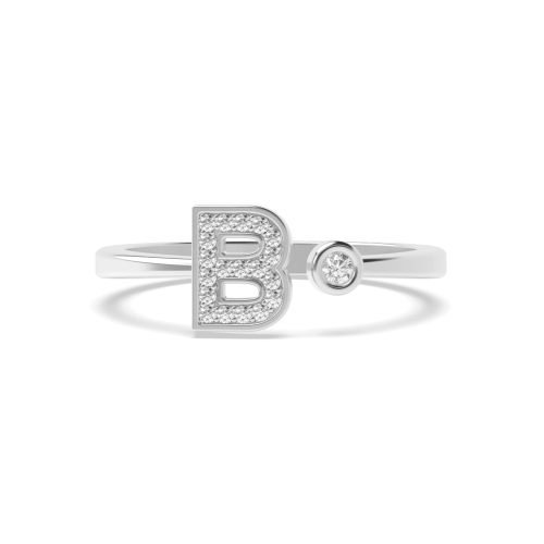 Bezel Setting Round Alphabet letter b Engagement Rings