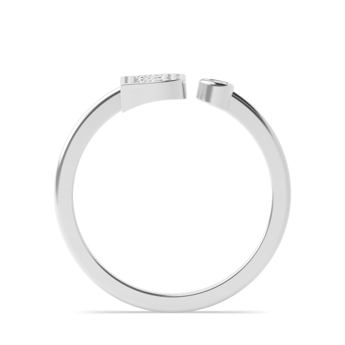 Bezel Setting Round Alphabet letter b Engagement Rings
