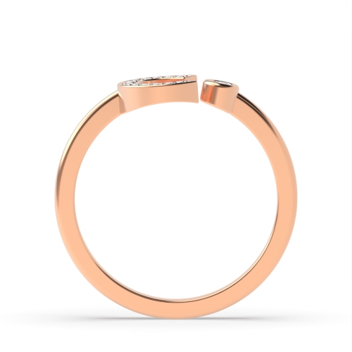Bezel Setting Round Rose Gold Alphabet letter c Engagement Rings