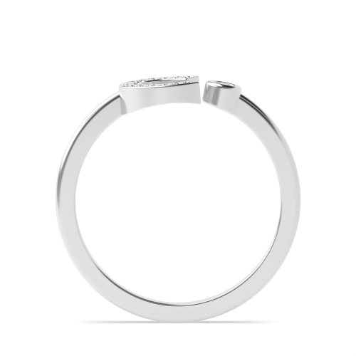 Bezel Setting Round Alphabet letter c Engagement Rings
