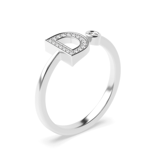 Bezel Setting Round Platinum Initial Diamond Rings