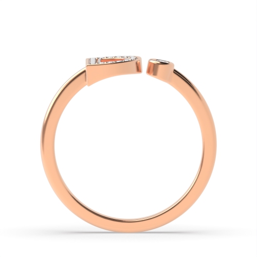 Bezel Setting Round Rose Gold Initial letter d Engagement Rings