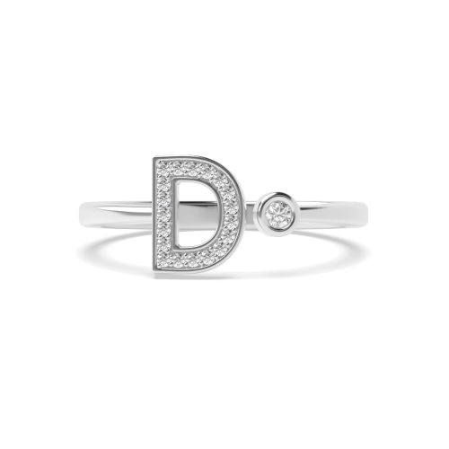 Bezel Setting Round Initial letter d Lab Grown Diamond Engagement Rings