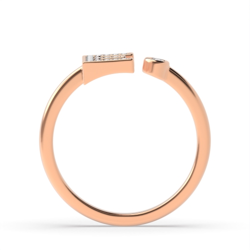 Bezel Setting Round Rose Gold Alphabet letter e Engagement Rings