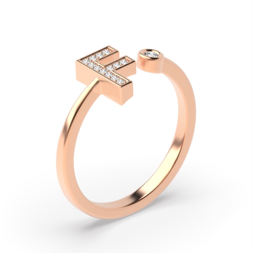 Bezel Setting Round Rose Gold Lettered whisper Engagement Rings