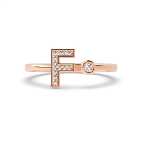 Bezel Setting Round Rose Gold Lettered whisper Engagement Rings