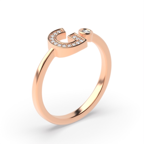 Bezel Setting Round Rose Gold Initial spark Engagement Rings