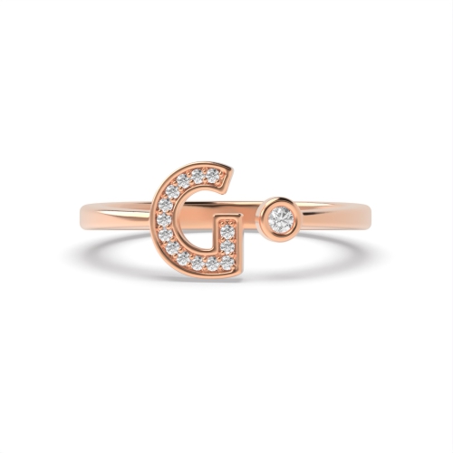 Bezel Setting Round Rose Gold Initial spark Engagement Rings