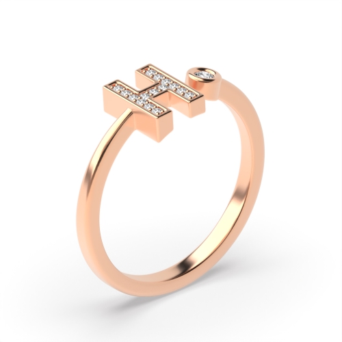 Bezel Setting Round Rose Gold Lettered glimmer Engagement Rings