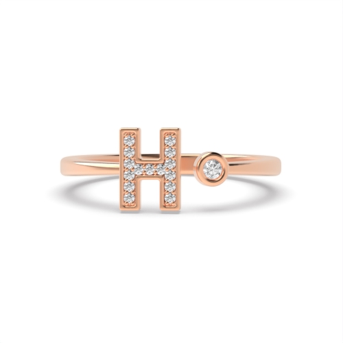 Bezel Setting Round Rose Gold Lettered glimmer Engagement Rings