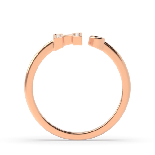 Bezel Setting Round Rose Gold Lettered glimmer Engagement Rings