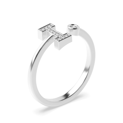 Bezel Setting Round Alphabet letter i Engagement Rings