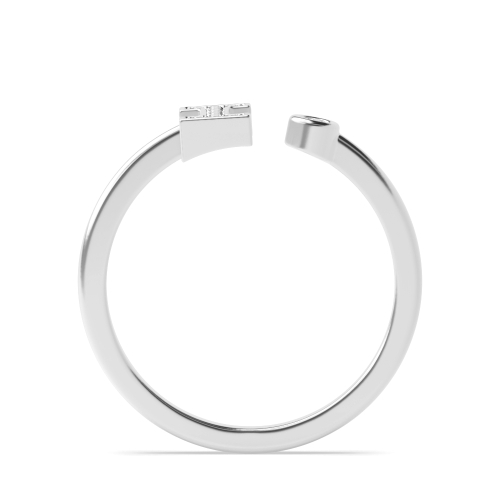 Bezel Setting Round Alphabet letter i Engagement Rings