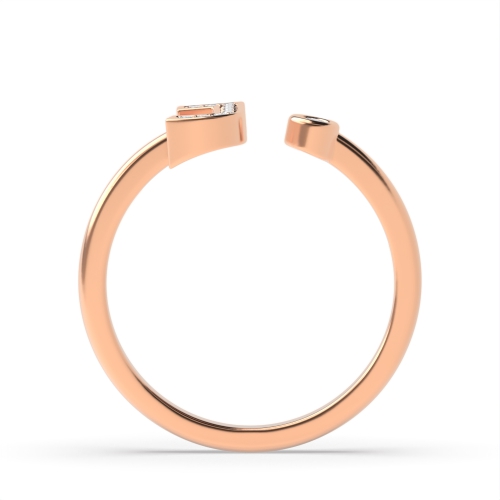 Bezel Setting Round Rose Gold Alphabet letter j initial Engagement Rings