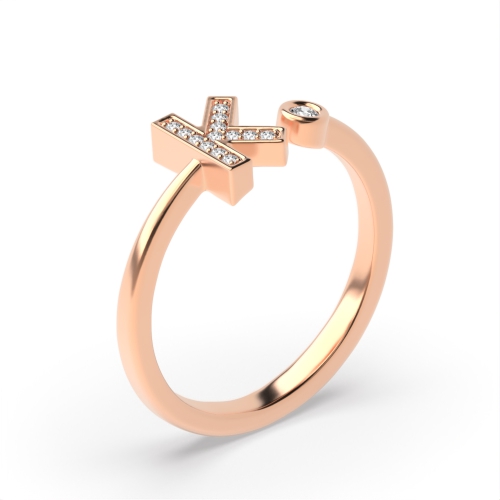 Bezel Setting Round Rose Gold Initial k Engagement Rings