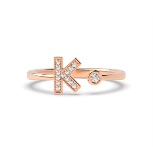 Bezel Setting Round Rose Gold Initial k Engagement Rings