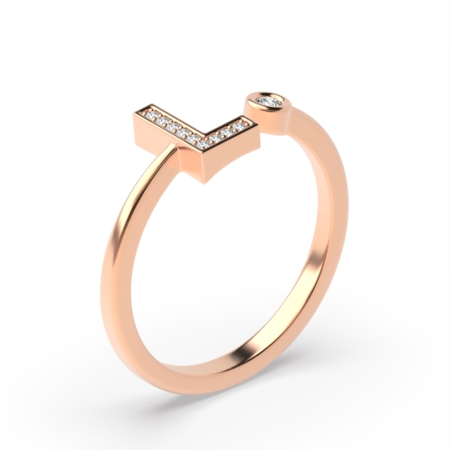Bezel Setting Round Rose Gold Lettered luster Engagement Rings