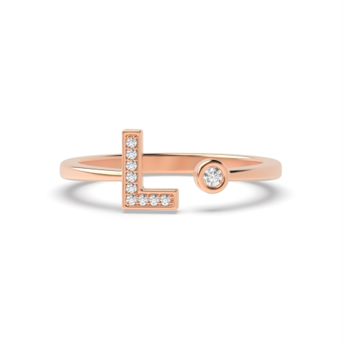Bezel Setting Round Rose Gold Lettered luster Engagement Rings