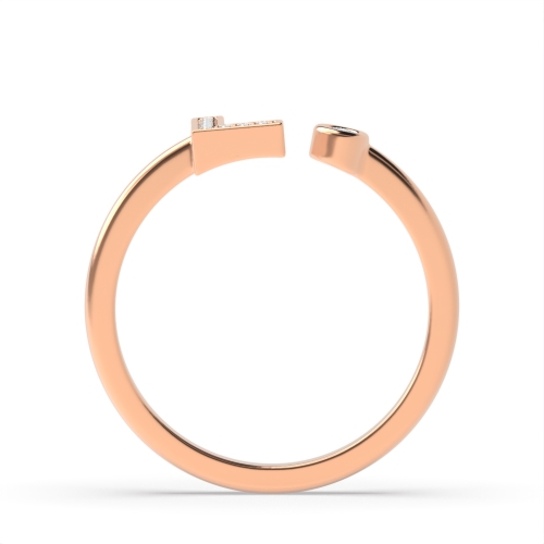 Bezel Setting Round Rose Gold Lettered luster Engagement Rings
