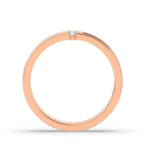 Bezel Setting Round Rose Gold Alphabet letter m Diamond Rings