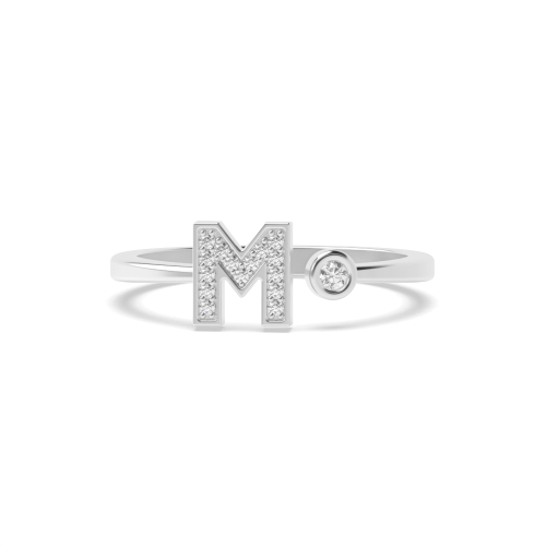 Bezel Setting Round Alphabet letter m Lab Grown Diamond Rings