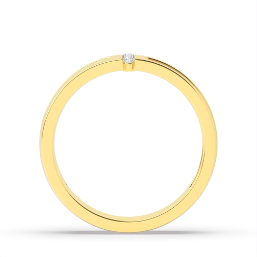 Bezel Setting Round Yellow Gold Alphabet letter m Diamond Rings