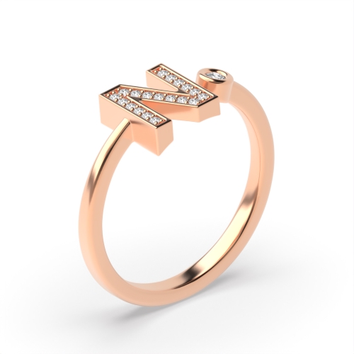 Bezel Setting Round Rose Gold Initial glow Engagement Rings