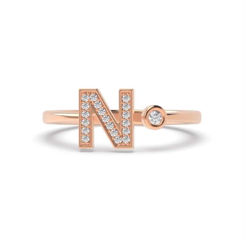 Bezel Setting Round Rose Gold Initial glow Engagement Rings