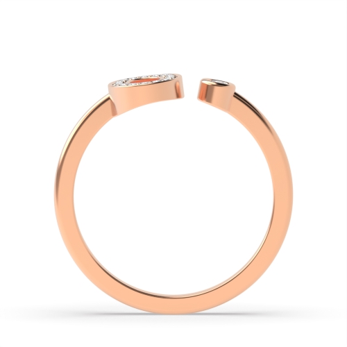 Bezel Setting Round Rose Gold Initial letter o Engagement Rings