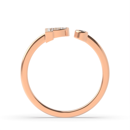 Bezel Setting Round Rose Gold Initial letter p Engagement Rings