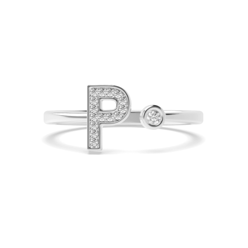 Bezel Setting Round Initial letter p Engagement Rings