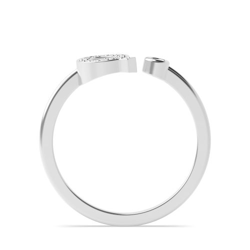 Bezel Setting Round Alphabet letter q Engagement Rings