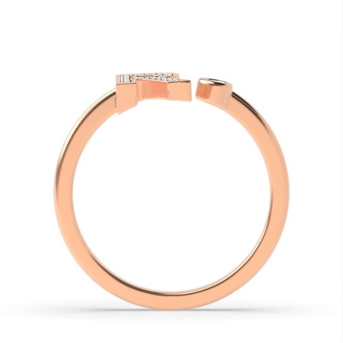 Bezel Setting Round Rose Gold Alphabet letter r Engagement Rings
