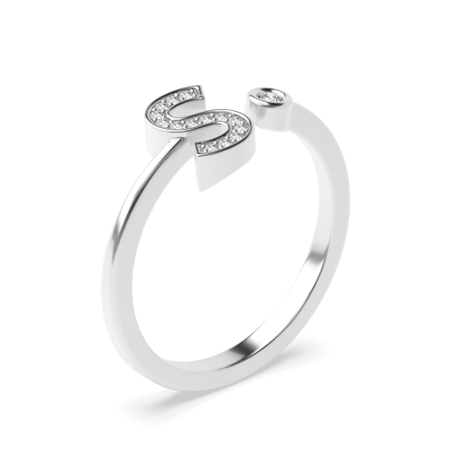 Bezel Setting Round Initial letter s Engagement Rings