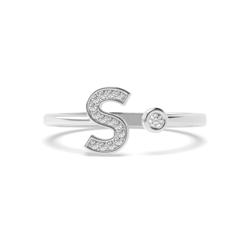 Bezel Setting Round Initial letter s Engagement Rings