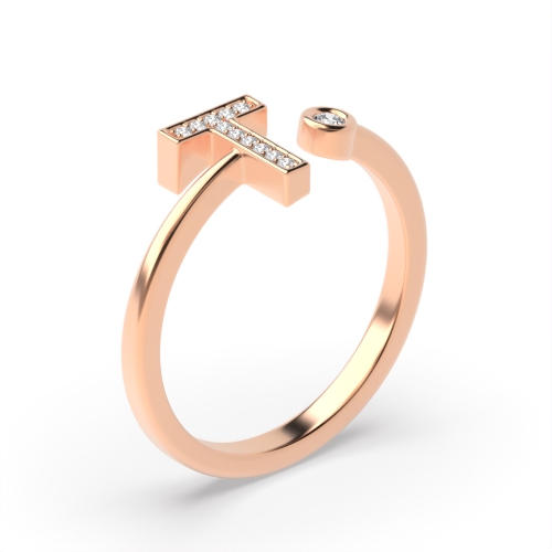 Bezel Setting Round Rose Gold Lettered illumination Engagement Rings