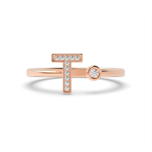 Bezel Setting Round Rose Gold Lettered illumination Engagement Rings