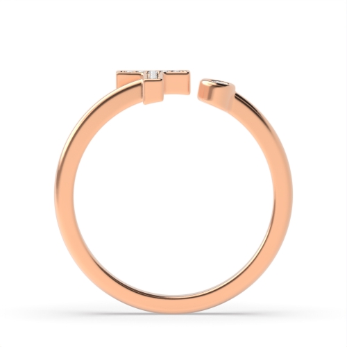 Bezel Setting Round Rose Gold Lettered illumination Engagement Rings