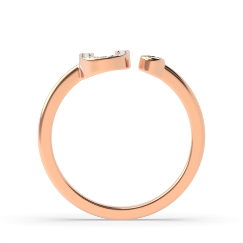 Bezel Setting Round Rose Gold Initial beam Engagement Rings
