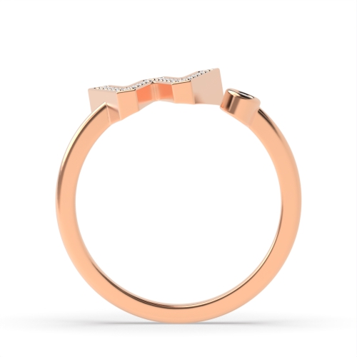 Bezel Setting Round Rose Gold Alphabet letter w Engagement Rings