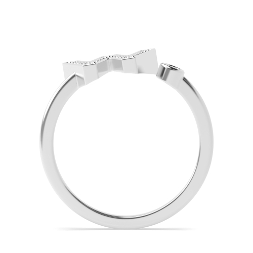 Bezel Setting Round Alphabet letter w Engagement Rings
