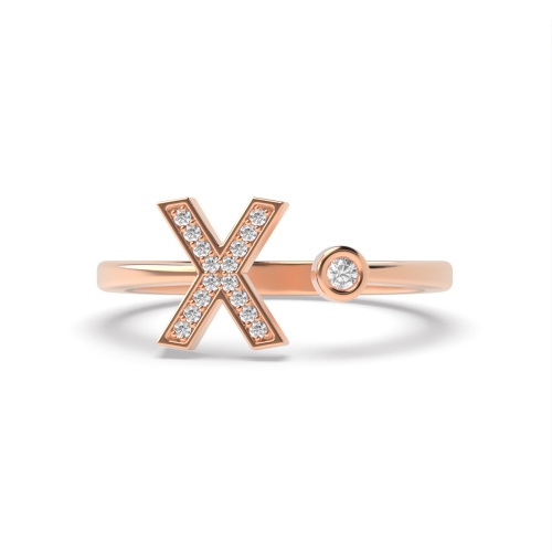 Bezel Setting Round Rose Gold Initial beam ii Engagement Rings
