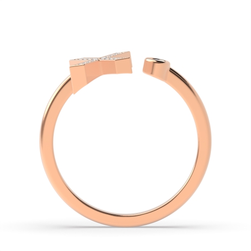 Bezel Setting Round Rose Gold Initial beam ii Engagement Rings