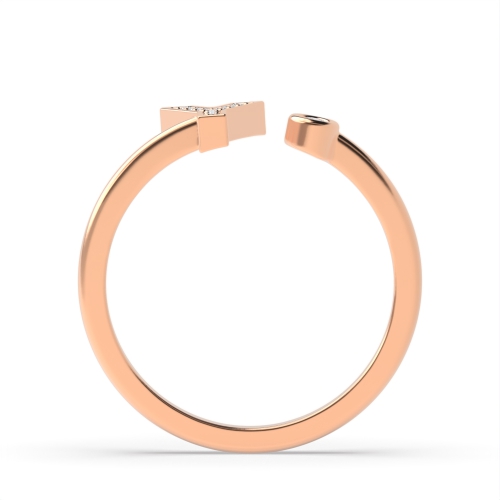 Bezel Setting Round Rose Gold Initial letter y Engagement Rings