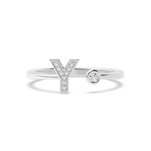 Bezel Setting Round Initial letter y Engagement Rings