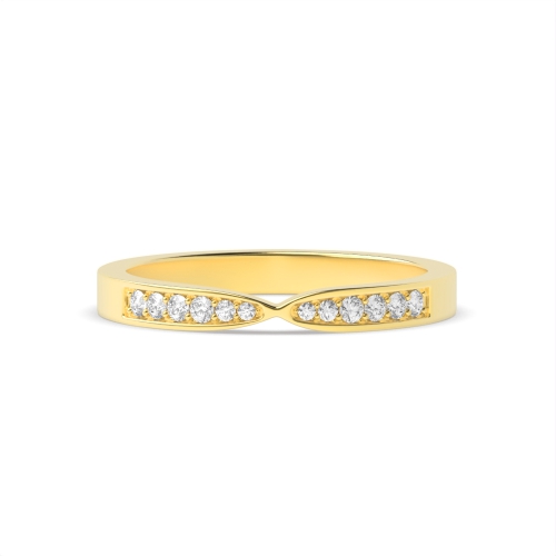 Pave Setting Round Yellow Gold Solar mosaic Eternity Diamond Rings