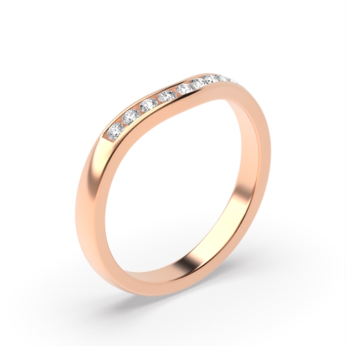 Channel Setting Round Rose Gold Ecliptic radiance Women's Shaped Diamond Rings