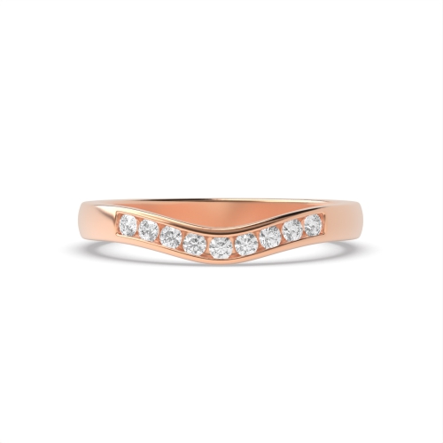 Channel Setting Round Rose Gold Ecliptic radiance Women's Shaped Diamond Rings