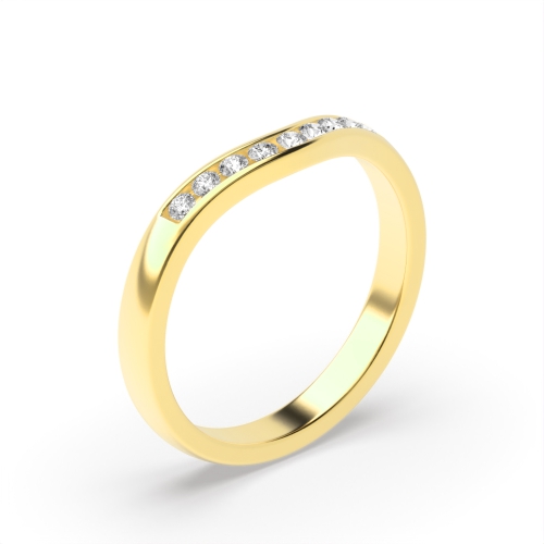 Channel Setting Round Yellow Gold Ecliptic radiance Eternity Diamond Rings